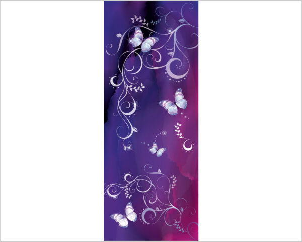 Decoro porta "DELICATE FARFALLE SU FONDO VIOLA"