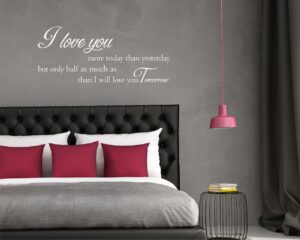 Adesivo da parete amore "MORE TODAY THAN YESTERDAY" - Adesivo murale
