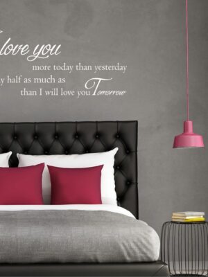 Adesivo da parete amore "MORE TODAY THAN YESTERDAY" - Adesivo murale