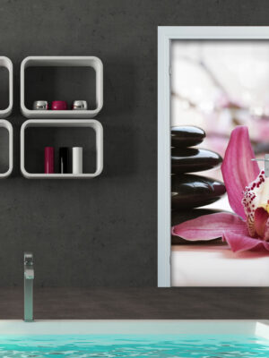 Decoro porta benessere "LILIUM CON PIETRE NERE"