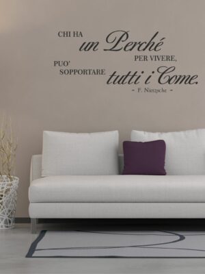 Frase adesiva per parete F. Nietzsche "CHI HA UN PERCHÉ PER VIVERE..."
