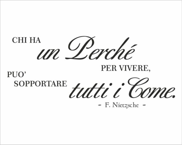 Frase adesiva per parete F. Nietzsche "CHI HA UN PERCHÉ PER VIVERE..."