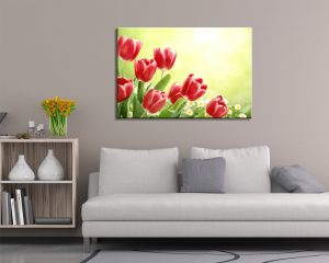 Stampa su tela-tulipani rossi al vento