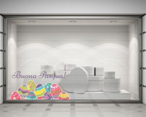 Adesivo per vetrine "COLORATE UOVA DI PASQUA" - Vetrofania