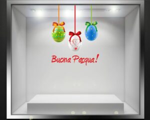 Adesivo per vetrine "BUONA PASQUA CON UOVA" - Vetrofania