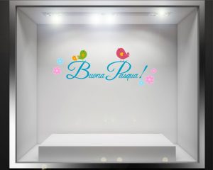 Vetrofania-Buona Pasqua tra fiori