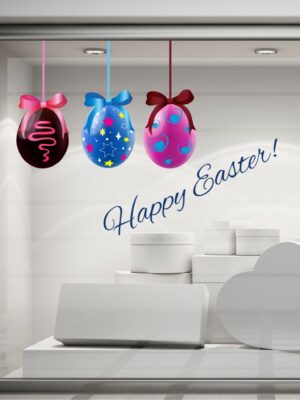 Adesivo per vetrine Pasqua "HAPPY EASTER!" - Vetrofania