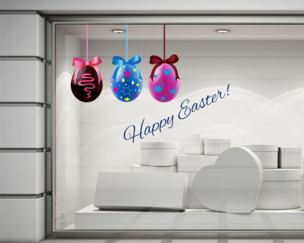 Adesivo per vetrine Pasqua "HAPPY EASTER!" - Vetrofania