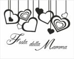 Adesivo per vetrine "FESTA DELLA MAMMA CON CUORI" - Vetrofania