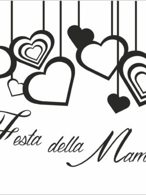 Festa della mamma con cuori-adesivo per vetrine