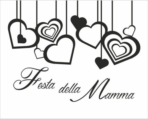 Adesivo per vetrine "FESTA DELLA MAMMA CON CUORI" - Vetrofania