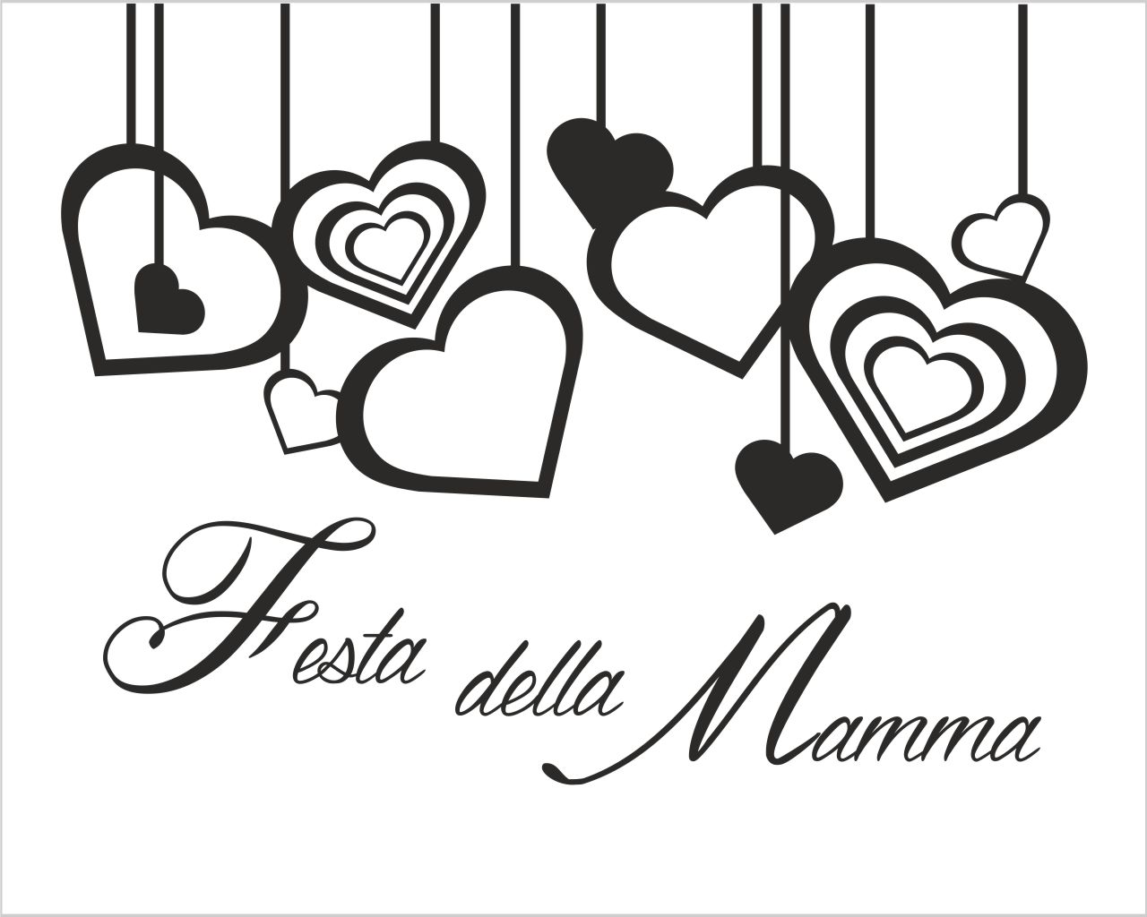 Adesivo per vetrine "FESTA DELLA MAMMA CON CUORI" - Vetrofania