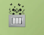 Adesivo per interruttori "PANDA TRA FARFALLE"- Mini sticker murale