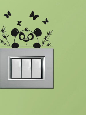 Adesivo per interruttori "PANDA TRA FARFALLE"- Mini sticker murale