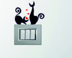 Adesivi per interruttori amore "GATTINI CON CUORI" - Mini sticker murale