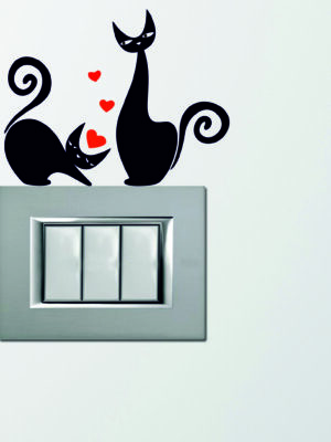 Adesivi per interruttori amore "GATTINI CON CUORI" - Mini sticker murale