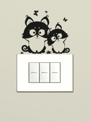 Adesivo per interruttori "MAMMA GATTA CON CUCCIOLO" - Mini sticker murale