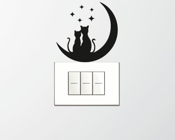 Adesivo per interruttori "GATTINI SU LUNA" - Mini sticker murale