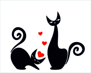 Gattini con cuori-mini sticker murale