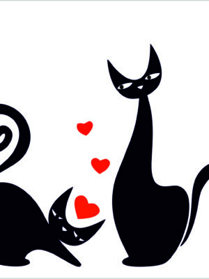 Gattini con cuori-mini sticker murale