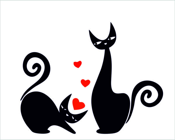 Adesivi per interruttori amore "GATTINI CON CUORI" - Mini sticker murale