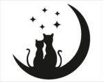 Adesivo per interruttori "GATTINI SU LUNA" - Mini sticker murale