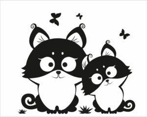 Mamma gatta con cucciolo-mini sticker murale