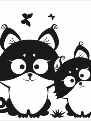 Mamma gatta con cucciolo-mini sticker murale