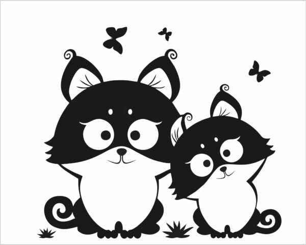 Adesivo per interruttori "MAMMA GATTA CON CUCCIOLO" - Mini sticker murale