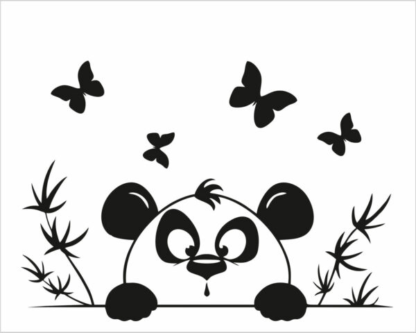 Adesivo per interruttori "PANDA TRA FARFALLE"- Mini sticker murale