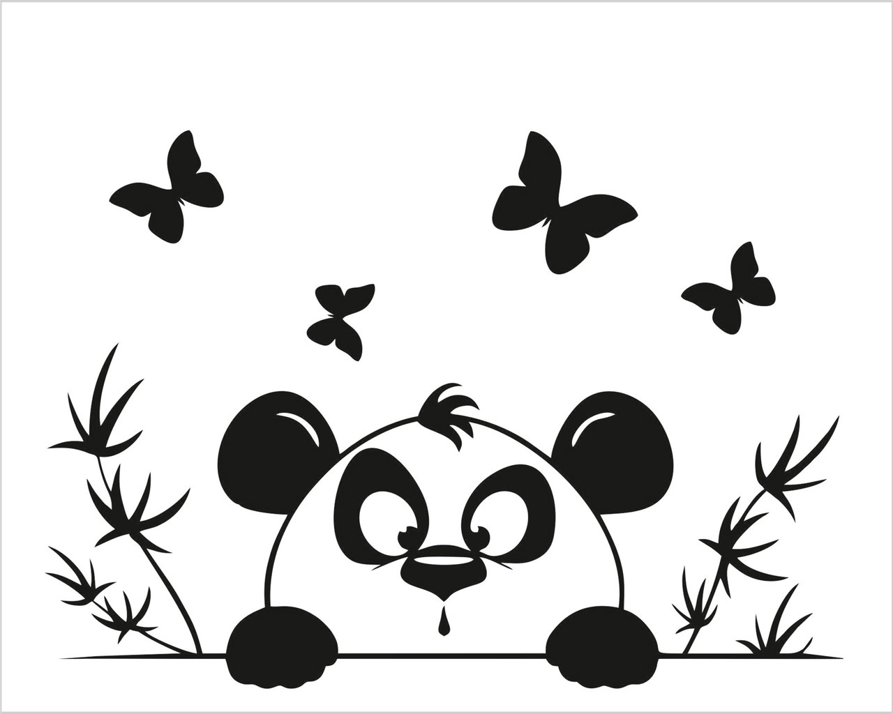 Adesivo per interruttori "PANDA TRA FARFALLE"- Mini sticker murale