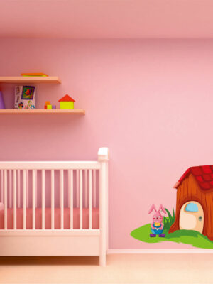Adesivo da parete bambini "LA CASA DEI CONIGLIETTI" - Adesivo murale