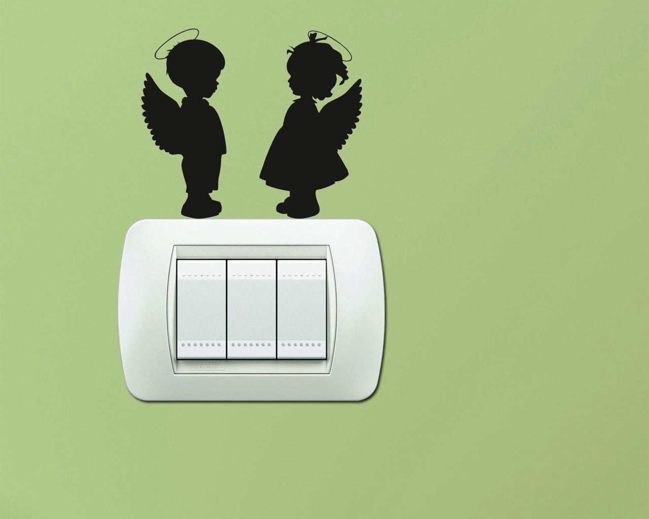 Adesivo per interruttori bambini "TENERI ANGIOLETTI" - Mini sticker murale