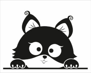 Gattino curioso-mini sticker murale