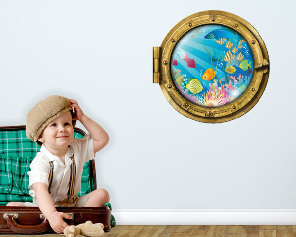 Adesivo 3d muro "COLORATI PESCIOLINI!" - Sticker oblò