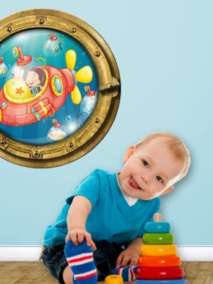 Adesivo 3d muro "VIAGGIO NEGLI ABISSI" - Sticker oblò