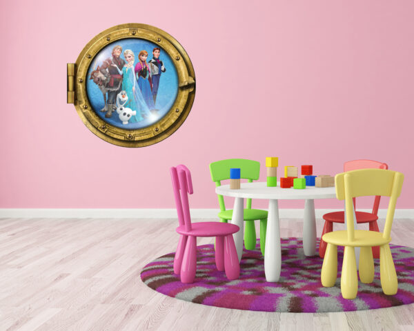 Adesivo 3d muro "FROZEN IL REGNO DI GHIACCIO" - Sticker oblò
