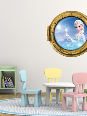 Adesivo 3d muro "FROZEN IL REGNO DI GHIACCIO: ELSA" - Sticker oblò