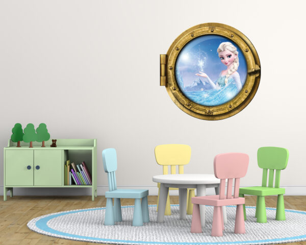 Adesivo 3d muro "FROZEN IL REGNO DI GHIACCIO: ELSA" - Sticker oblò