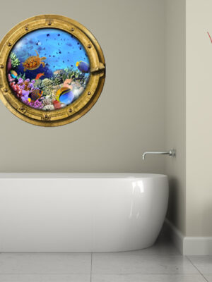 Adesivo 3d muro "TRA PESCI E CORALLI " - Sticker oblò