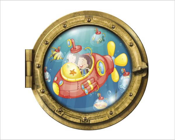 Adesivo 3d muro "VIAGGIO NEGLI ABISSI" - Sticker oblò