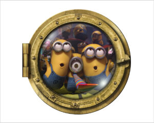 Tre simpatici Minions-sticker oblò