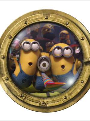 Tre simpatici Minions-sticker oblò