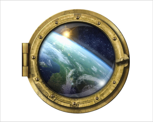 Adesivo 3d muro "VIAGGIO NELLO SPAZIO" - Sticker oblò