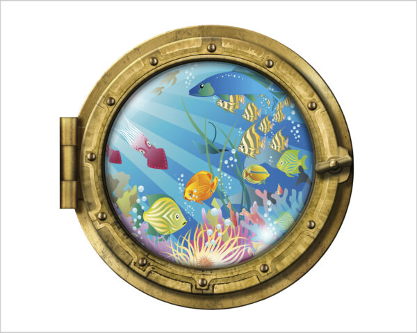 Adesivo 3d muro "COLORATI PESCIOLINI!" - Sticker oblò