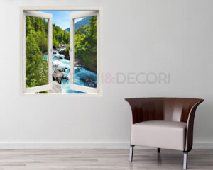 Adesivo murale finestra "VISTA SUL FIUME" - Finestra illusione