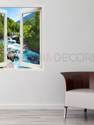 Adesivo murale finestra "VISTA SUL FIUME" - Finestra illusione