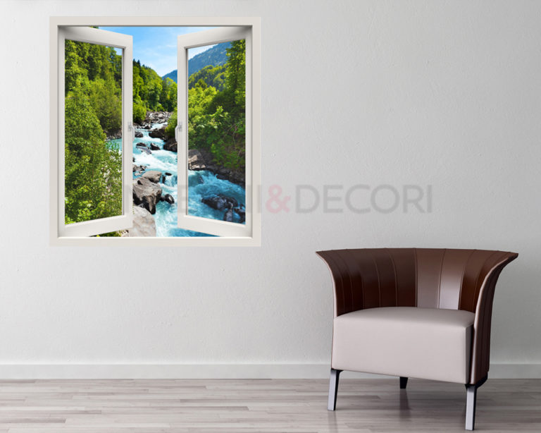 Adesivo murale finestra "VISTA SUL FIUME" - Finestra illusione