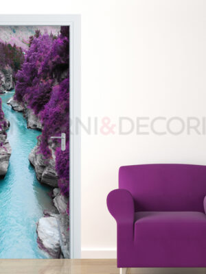Decorazione porta paesaggio "NELLA FORESTA VIOLA"