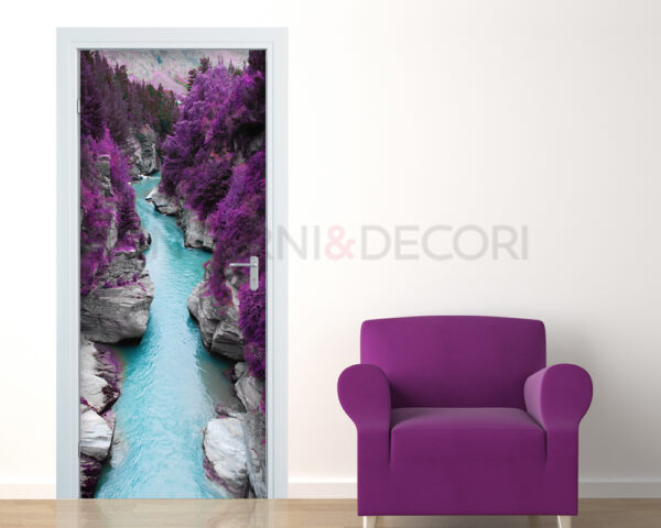 Decorazione porta paesaggio "NELLA FORESTA VIOLA"